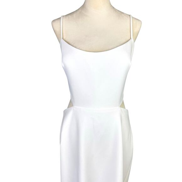 Jenny Yoo Collection The Leia White Open Back Formal Cocktail Sheath Midi Dress - Picture 4 of 13